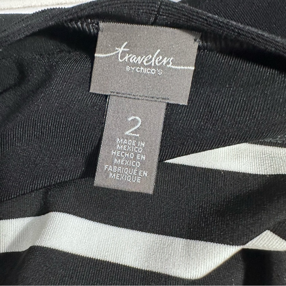 Travelers by Chico’s black & white striped lightweight cardigan women’s large - Picture 8 of 9